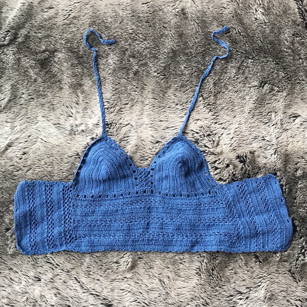 Blue Crocheted Festival Top